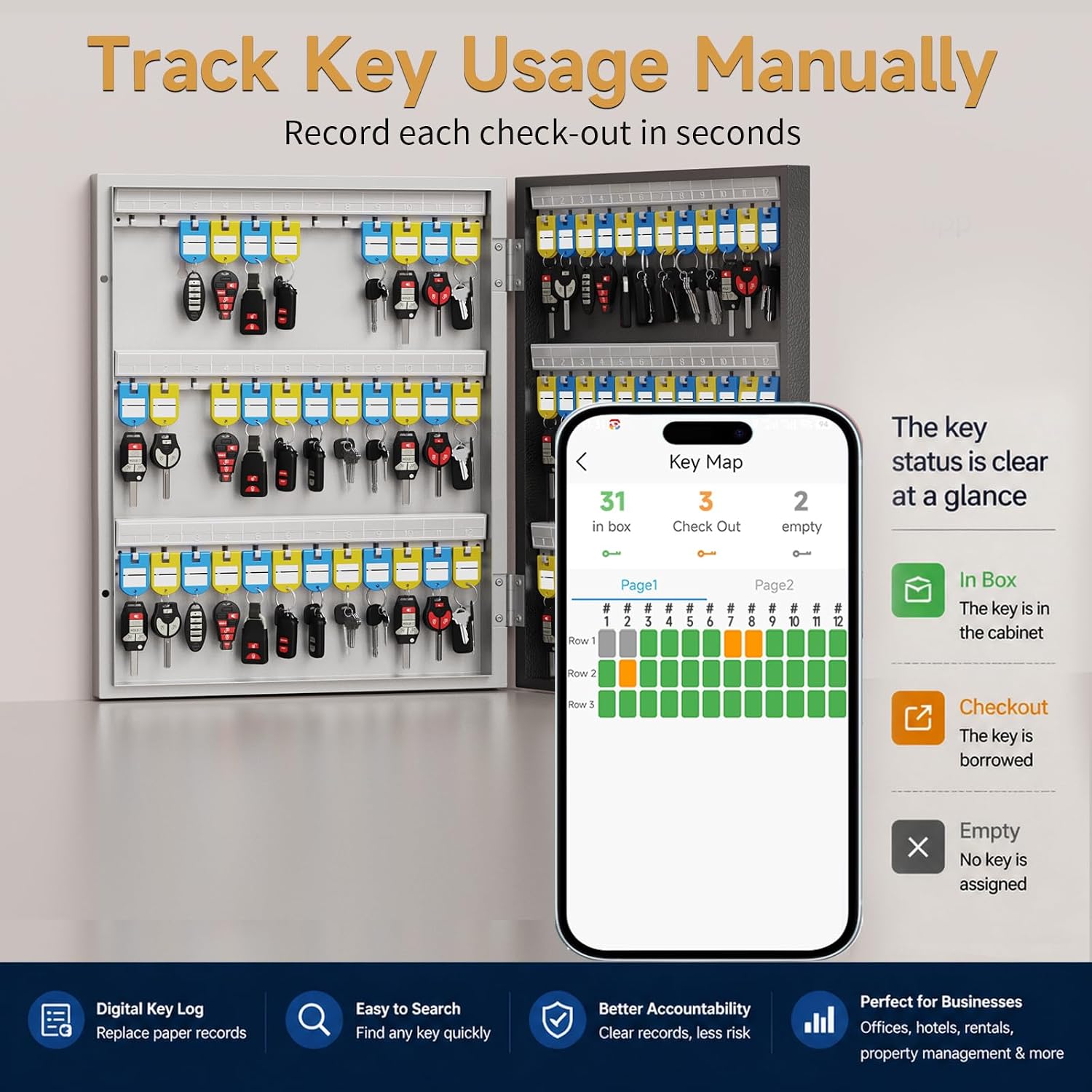 Key Lock Box Wall Mount / 72 Key