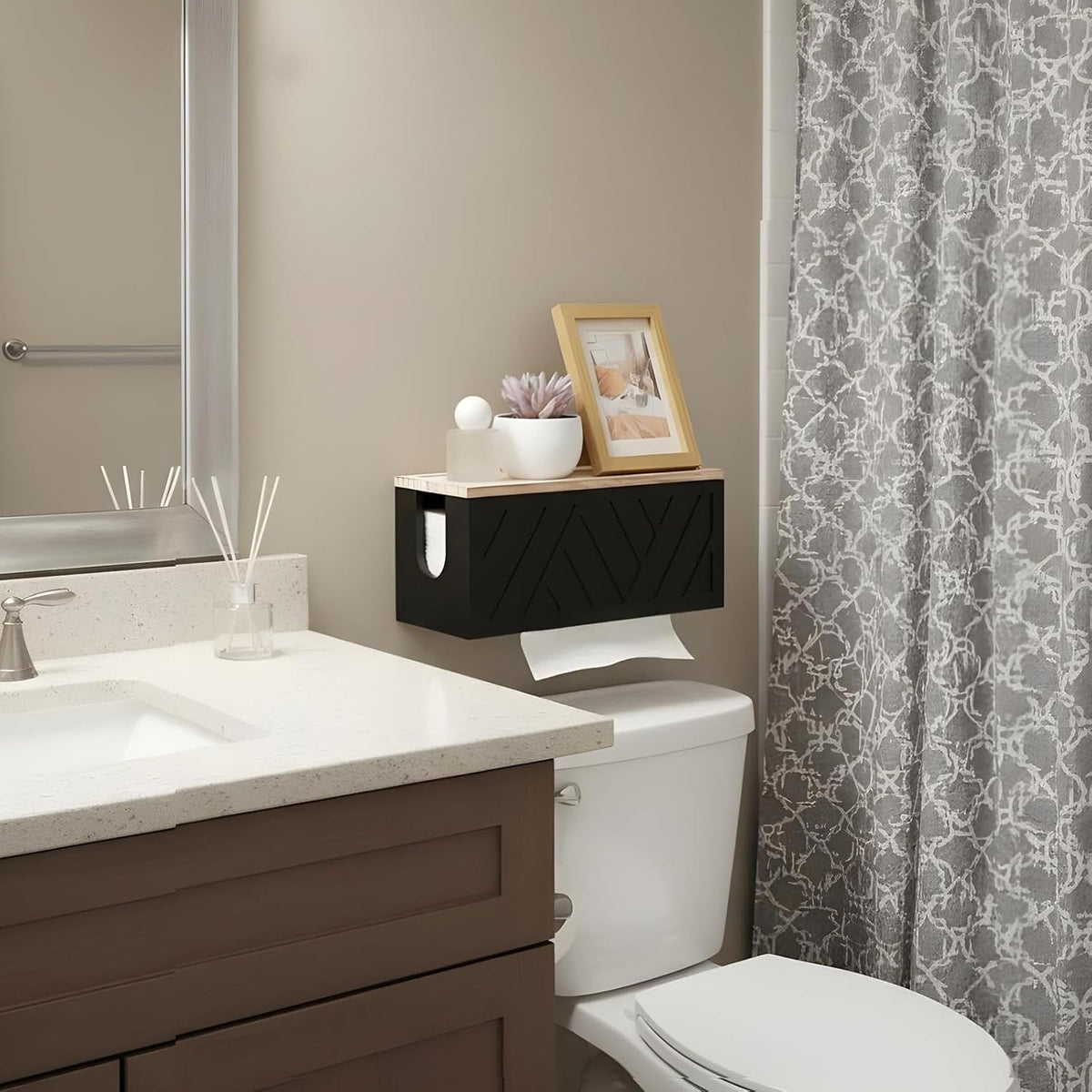 Paper Towel Dispenser Wall Mount Paper Towel Holder with Lid Solid Wood Commercial C-Fold, Z-Fold Hand Papers Towels