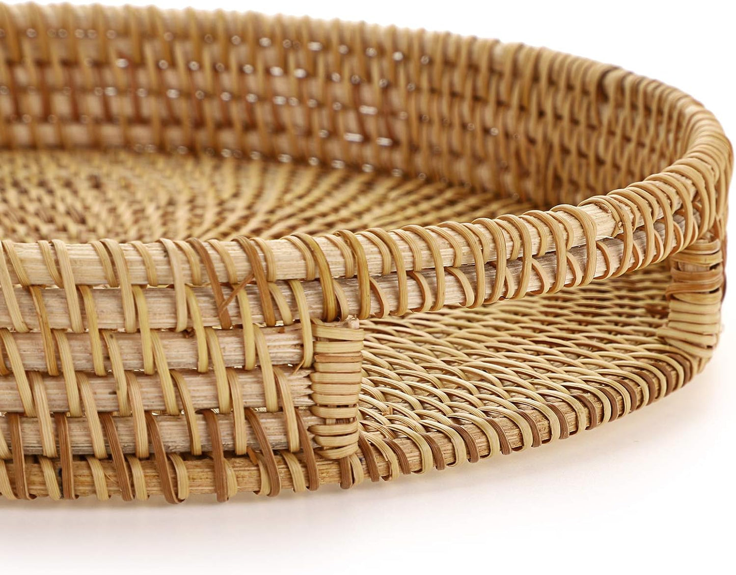 10" Round Rattan Serving Tray / Natural / Set of 10
