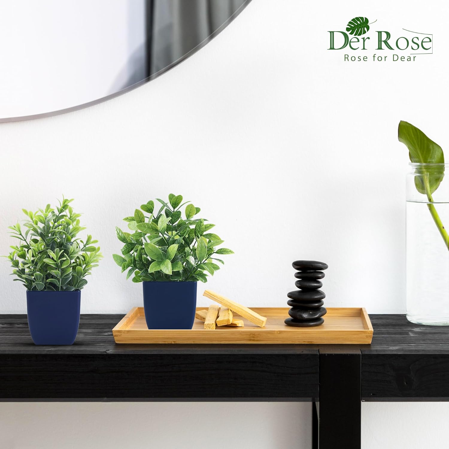 Small Fake Plants Artificial Plants Indoor Office Desk Accessories for Aesthetic / Blue / Set of 4