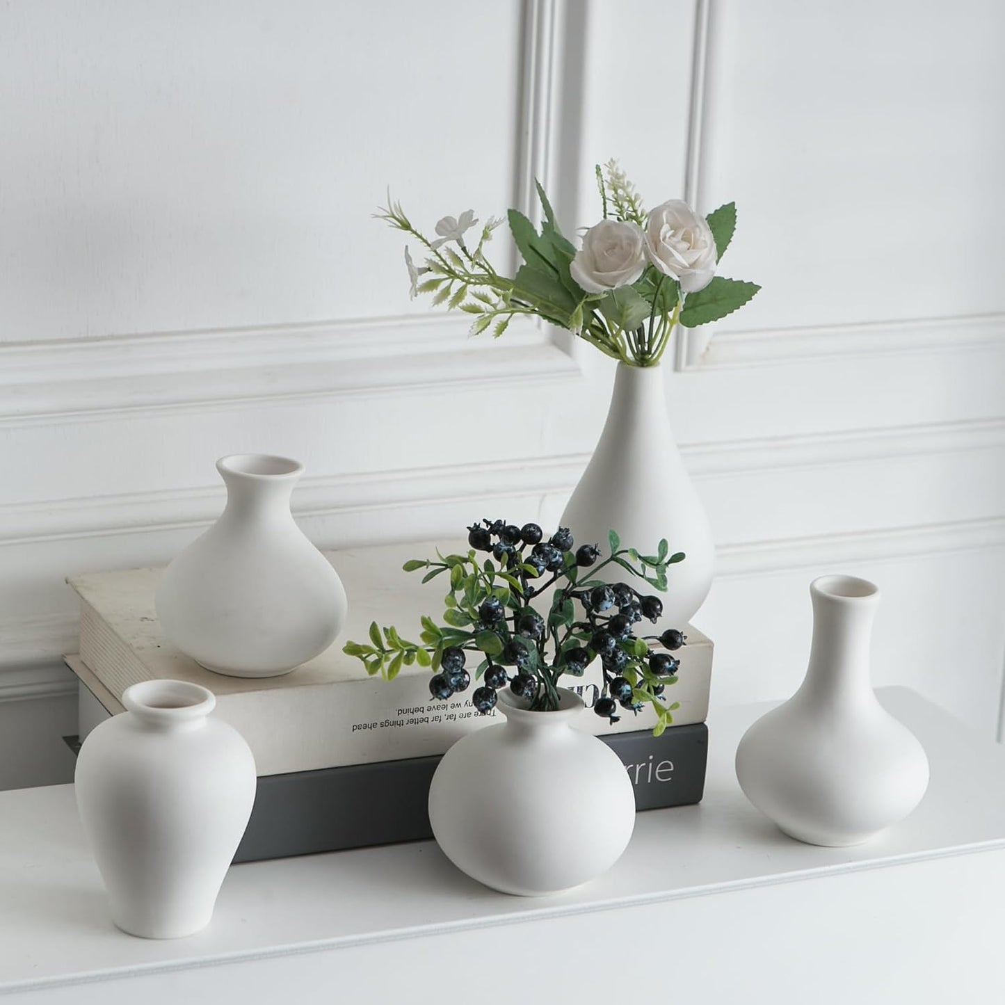 Ceramic Bud Vase / White / Set of 5
