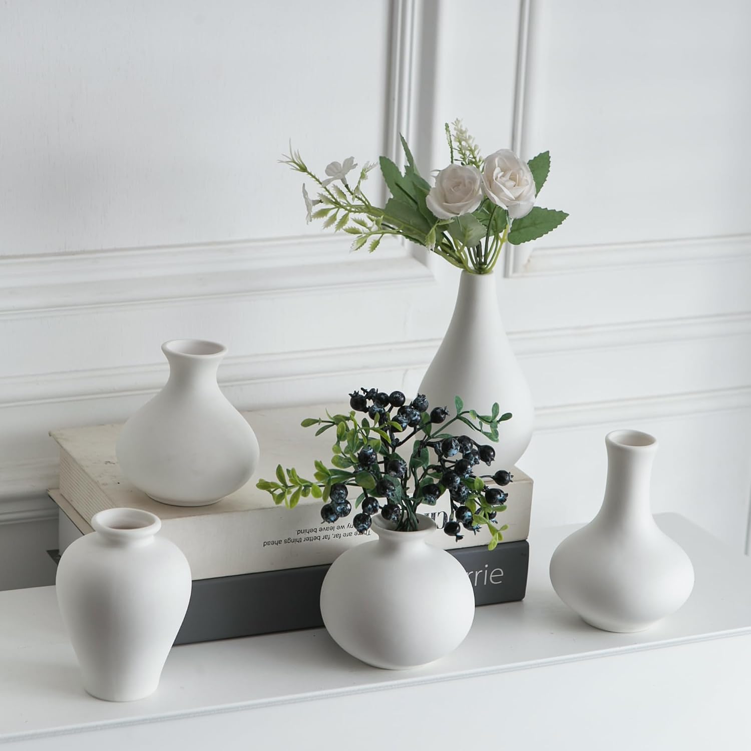 Ceramic Bud Vase / White / Set of 5