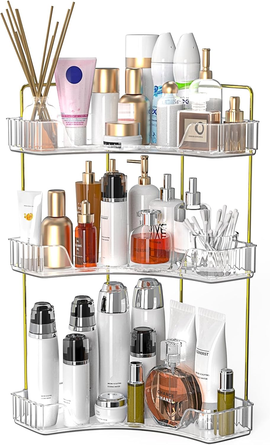 Webetop Corner Bathroom Organizer, 3 Tier Storage for Countertop | Multi Level Storage, Compact Design, Beauty