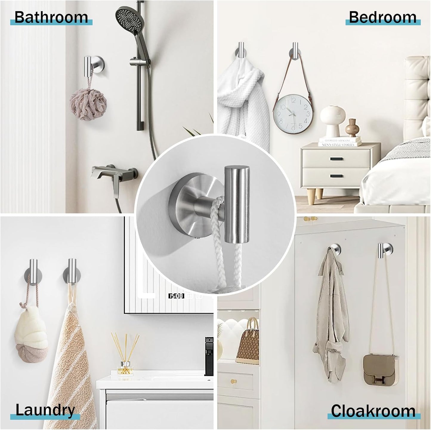 Brushed Nickel Bathroom Hardware Set, 6 Pieces Towel Bar Bathroom Accessories Set Toilet Paper Holder Towel Holder