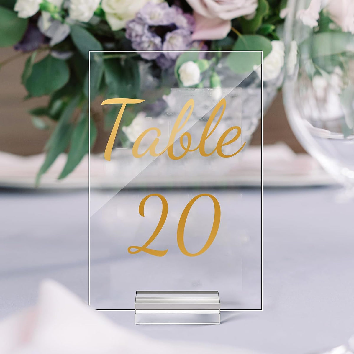 40 Pack Gold Acrylic Wedding Table Numbers 1-40 Clear Stand with Calligraphy Holders - 5 x 7 Inch Acrylic Table Signs