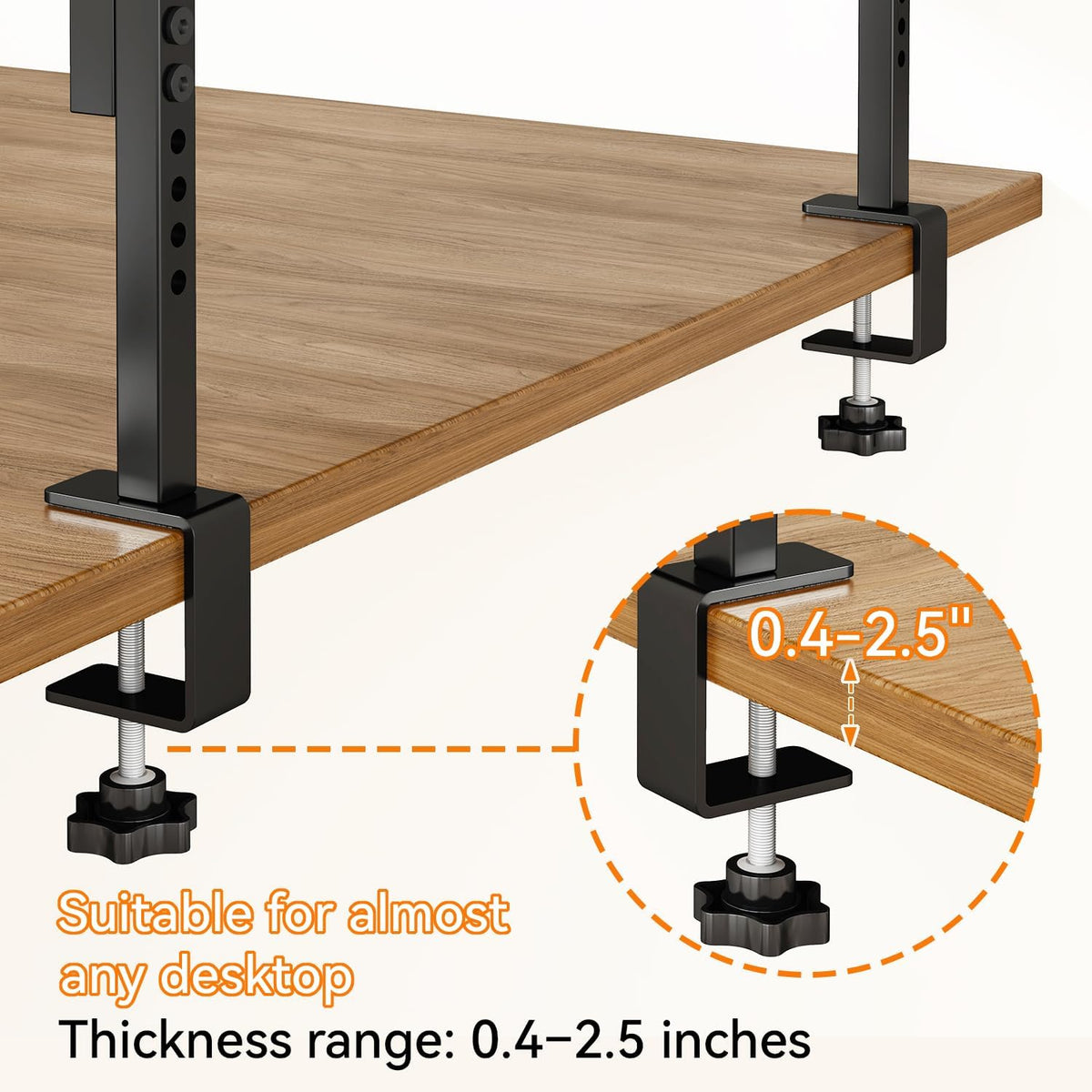 IBUYKE Clamp on Desk Shelf, 22.8” Large Desk Extender Shelves UTMZ010B | Tool-Free, Flexible Repositioning,Adjustable