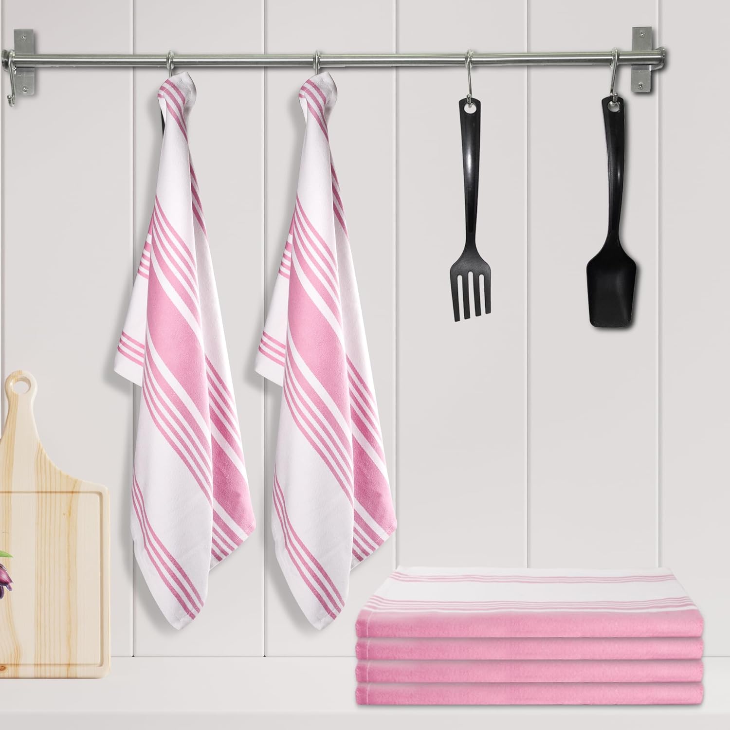 Urban Villa Kitchen Towels Cotton Dish Towels 20”x30” (Set of 6) Baby Pink