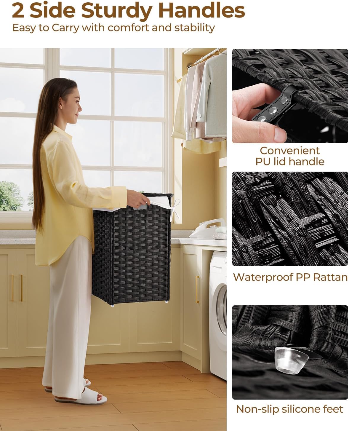 2 Removable Liner Bags & 2 Mesh Bags / Black / 13.4 x 13.4 x 21.7 / 60L