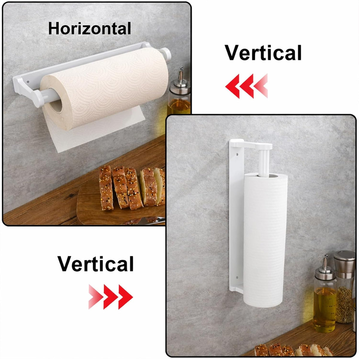MONEER Kitchen Roll Holder Under Cabinet, Paper Towel Holder, Aluminum Alloy Kitchen Towel Holders, Self Adhesive
