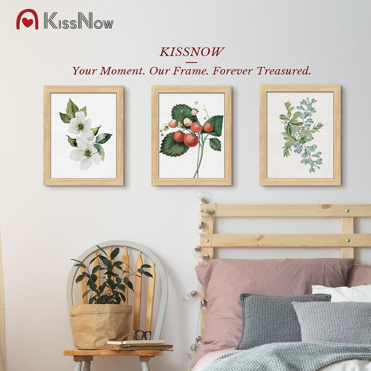11x14 Picture Frame 4 Pack, Oak Solid Wood, Gallery Wall Decor | Wall Hanging, Thick & Wide Border, Clear Plexiglass