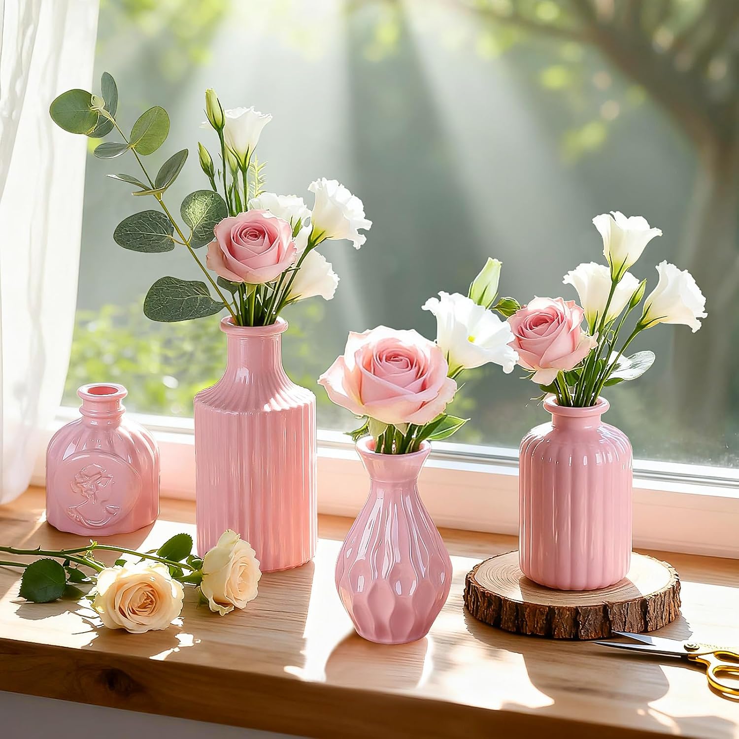 Glass Bud Vases / Baby Pink / Set of 12