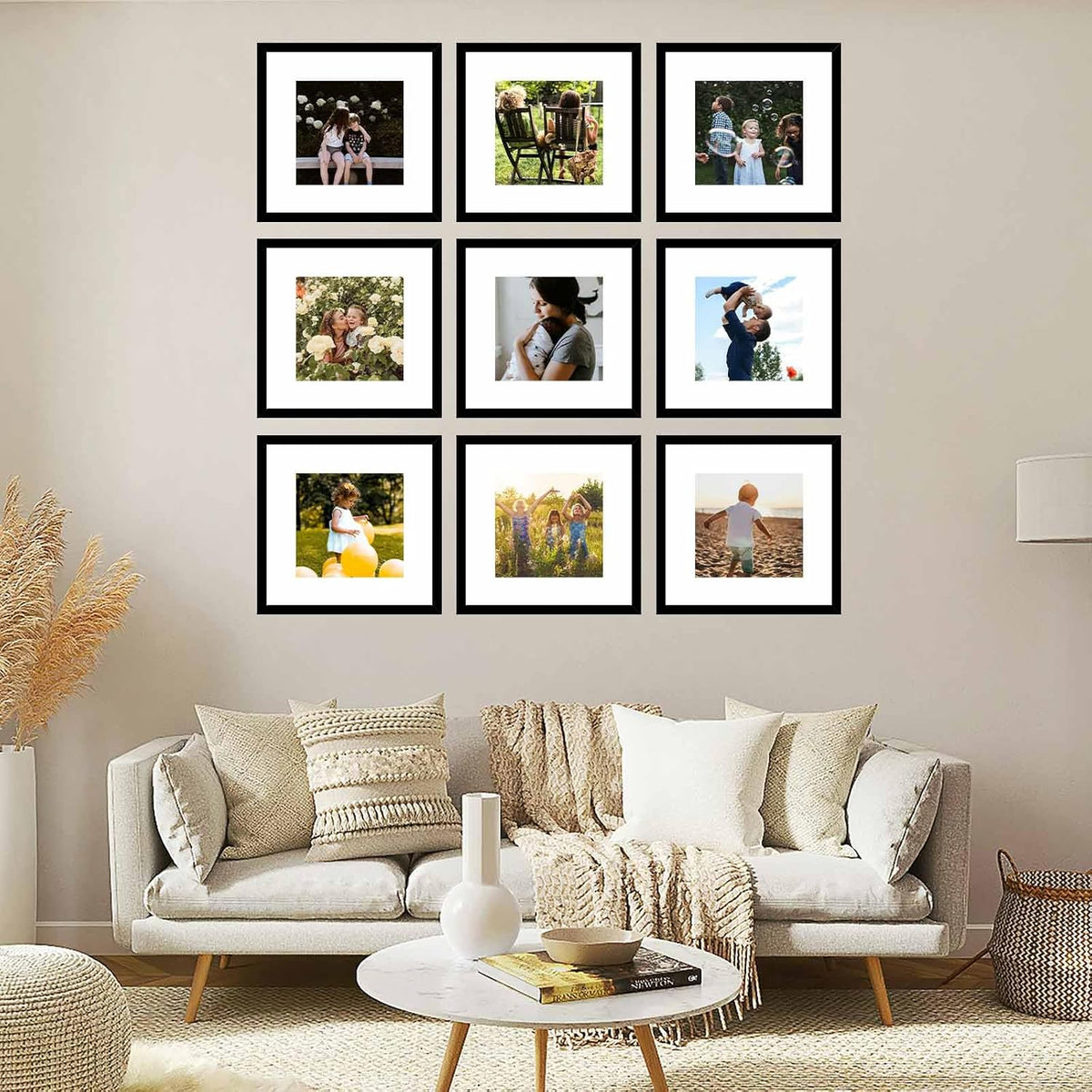 JCJMY 12 Pack 12x12 Picture Frame with 8x8 Mat, Display 8x8 with Mat or 12x12 Without Mat, 12 by 12 Frames Bulk Set of