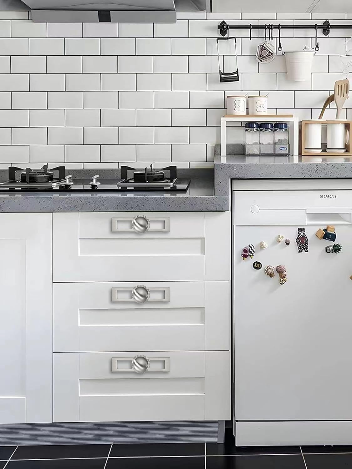 5 Pack 1-1/4 Inch Brushed Nickel Cabinet Knobs Backplate with Base Plate Zinc Solid Kitchen Cabinet Handles Drawer