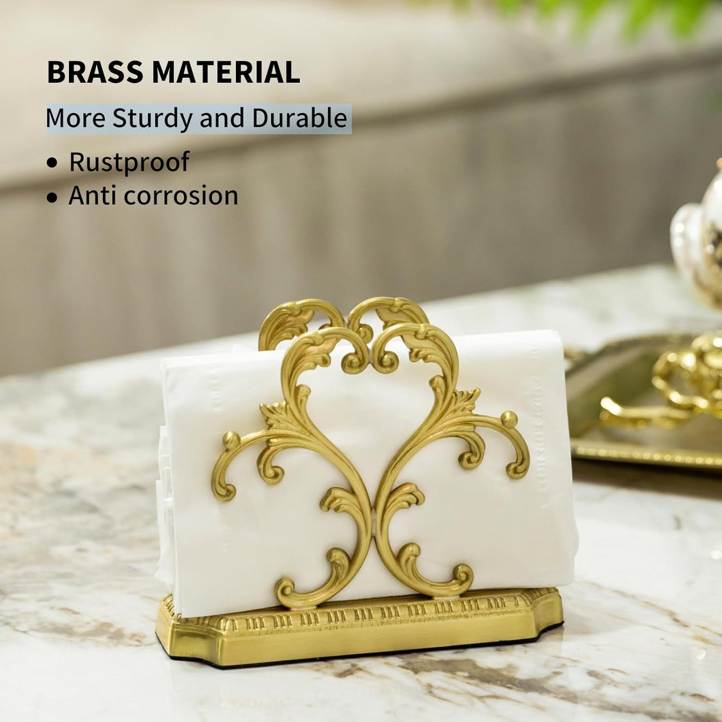 Brass Napkin Holders for Paper Napkins & Kitchen Dining & Countertops / Gold Napkin Holder
