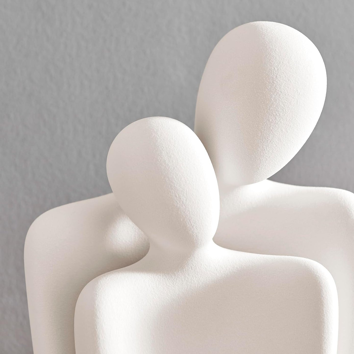 . Hans Abstract Nesting Two Piece Couple Decorative Accent Matte Ceramic Sculpture Figure / Cream