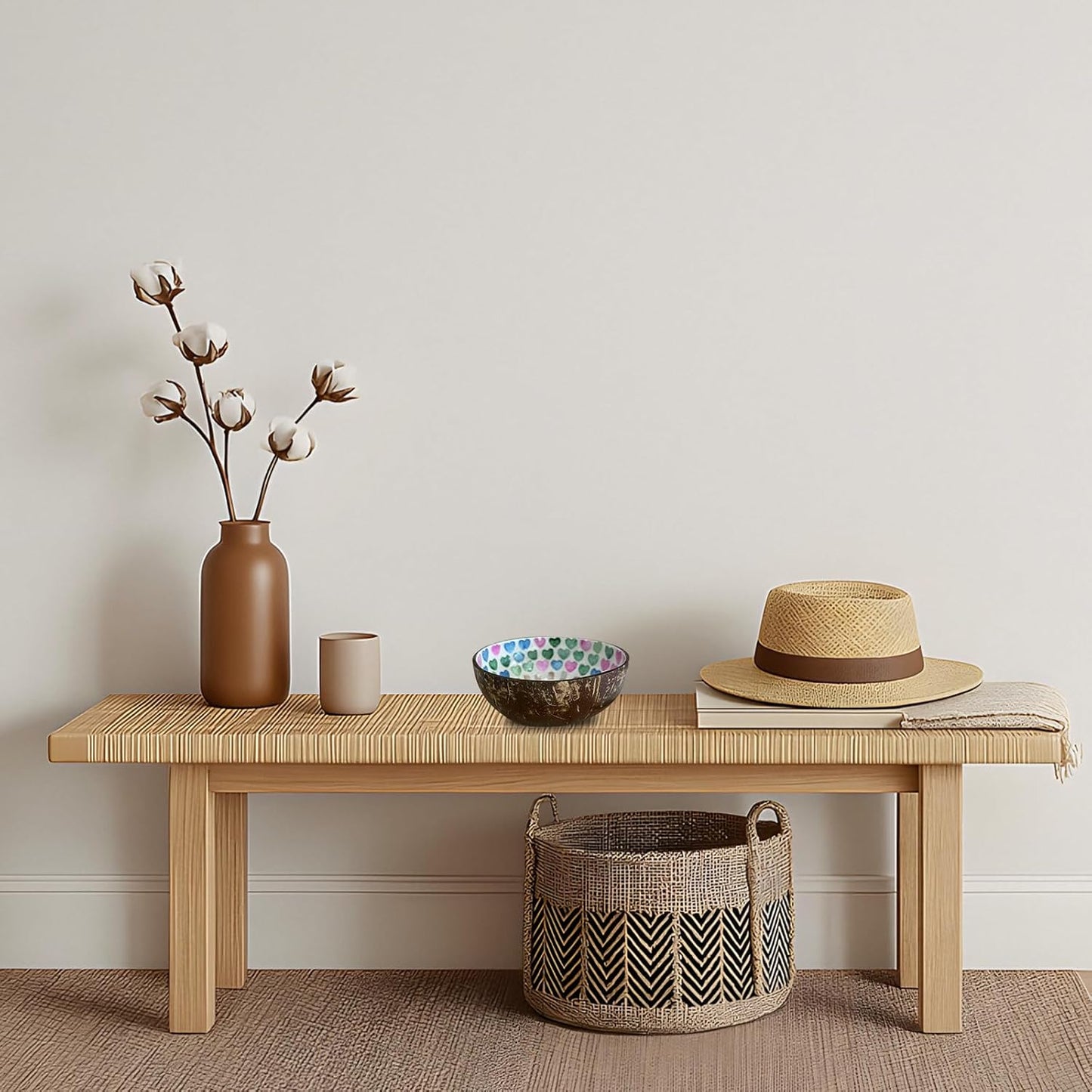 Distinctive Coconut Shell Container for Entryway / Coconut Trees