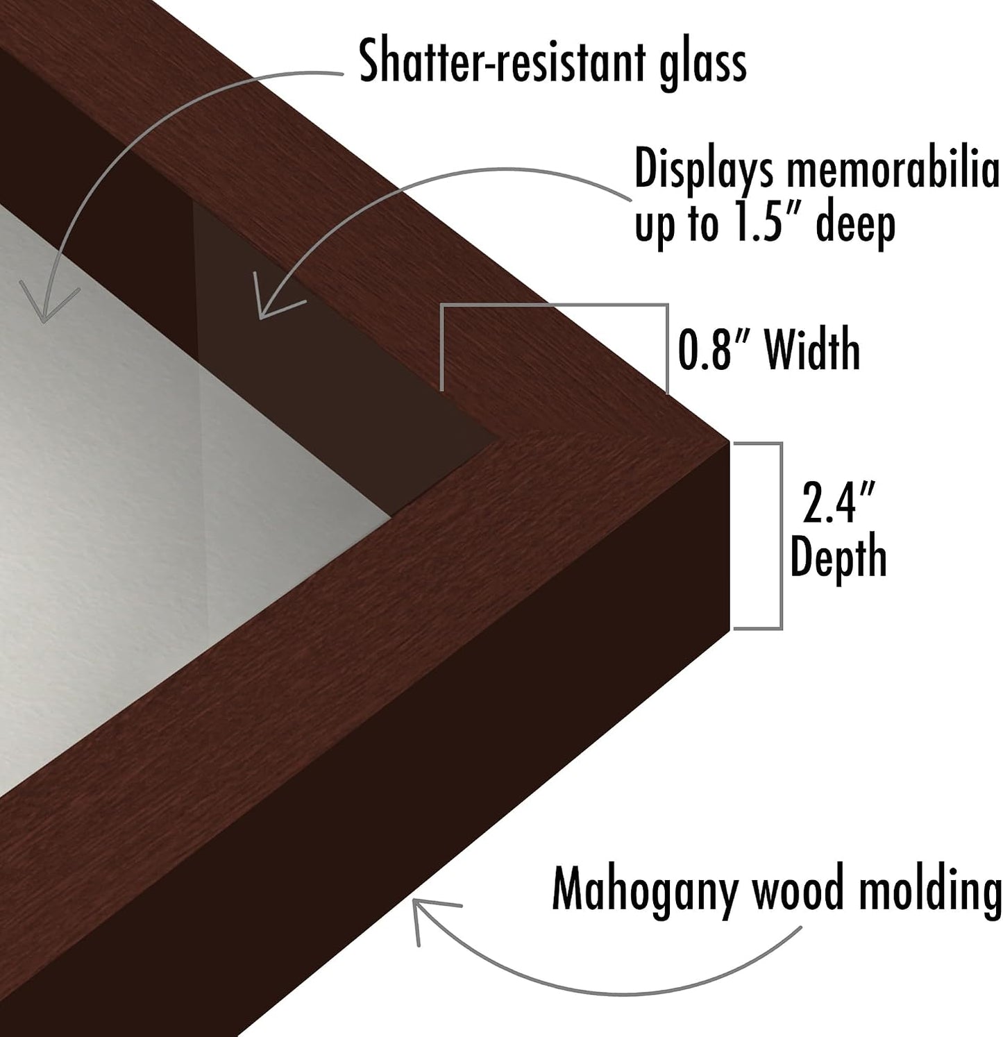 Americanflat 11x11 Shadow Box Frame - Engineered Wood - Mahogany | Shatter-resistant glass, 1.5 inch interior depth