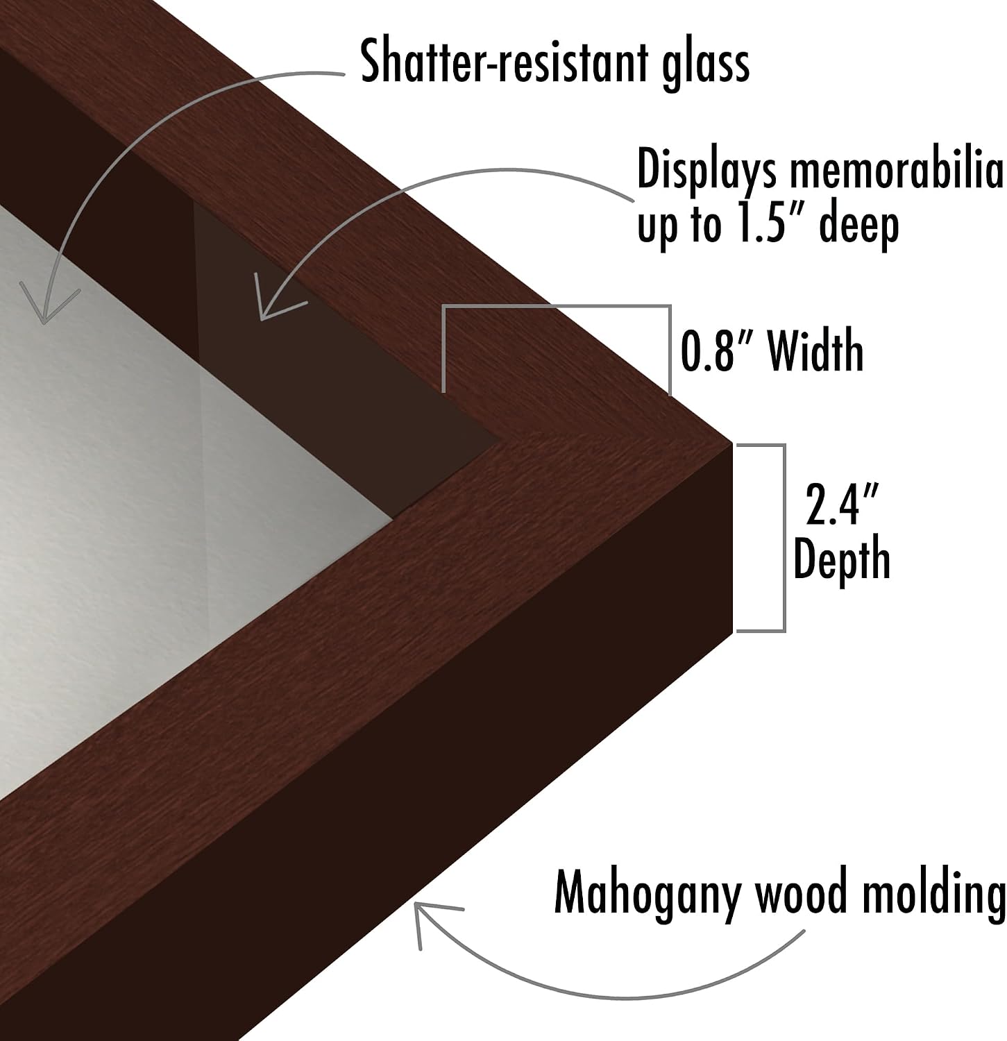 Americanflat 11x11 Shadow Box Frame - Engineered Wood - Mahogany | Shatter-resistant glass, 1.5 inch interior depth