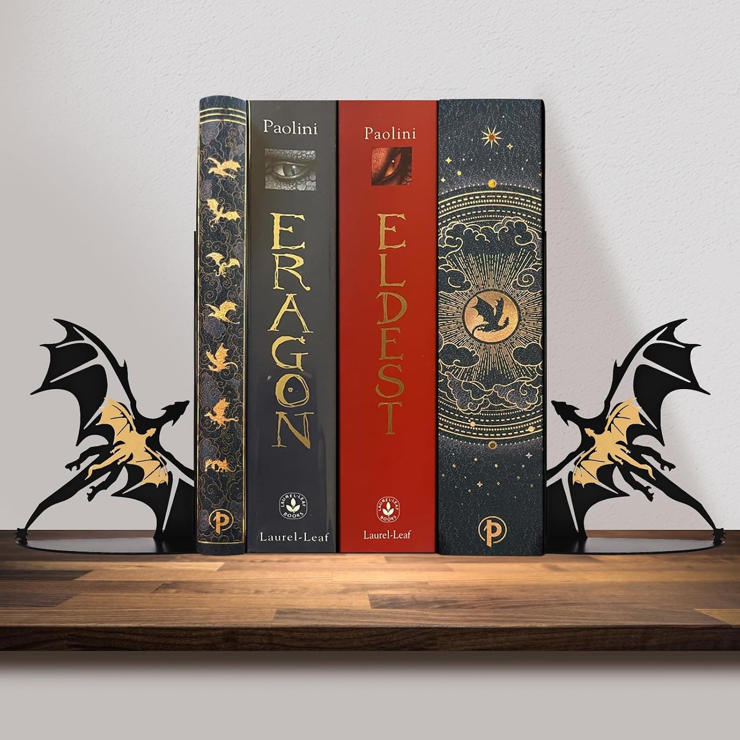 Metal Dragon Bookends Stoppers Holder Stand for Desk Shelf Cool Dragon Bookends Decorative / Gold