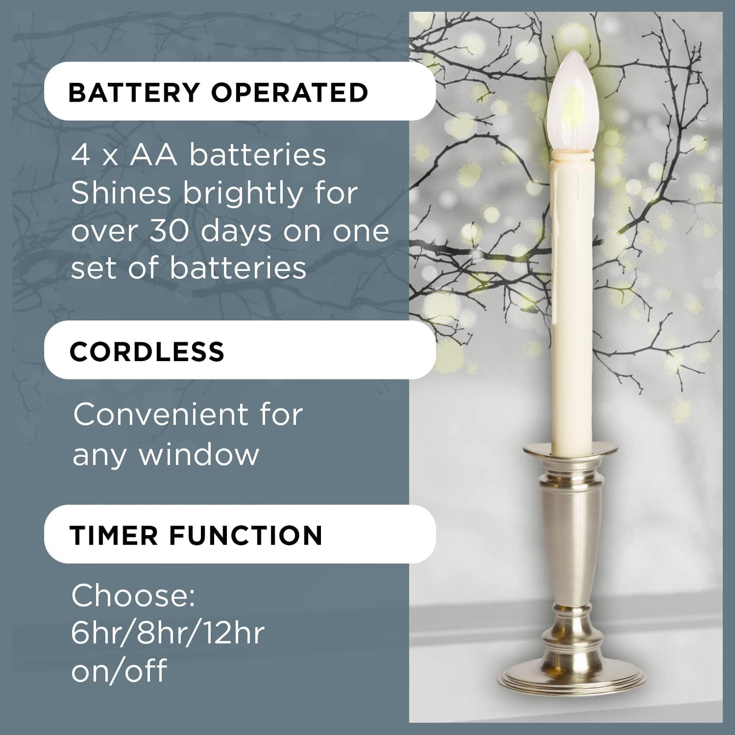 Celestial Lights Set of 4 Battery Operated Window Candles with Remote Control - (Antique Bronze)