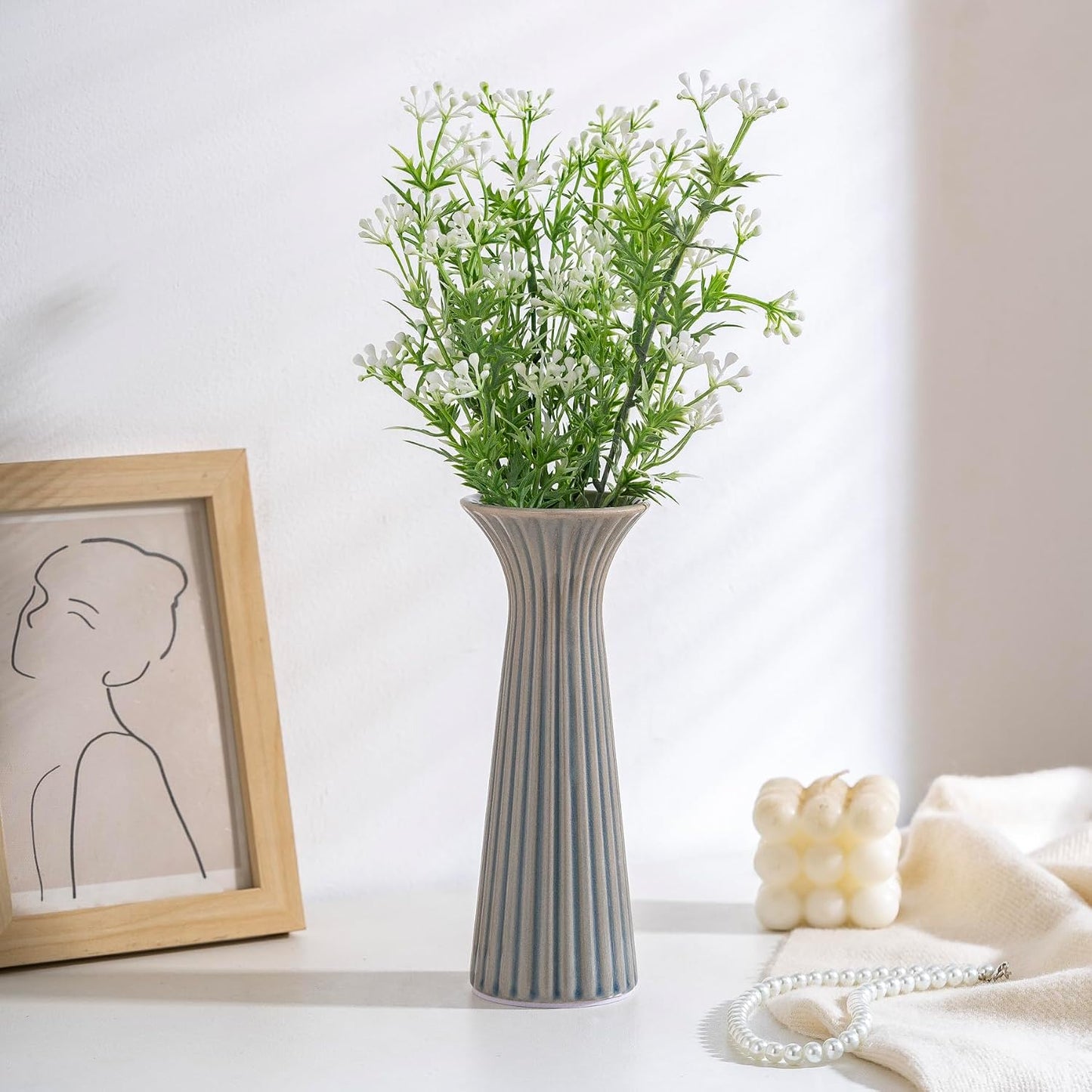 Vintage Blue Ceramic Vase / Rustic Blue
