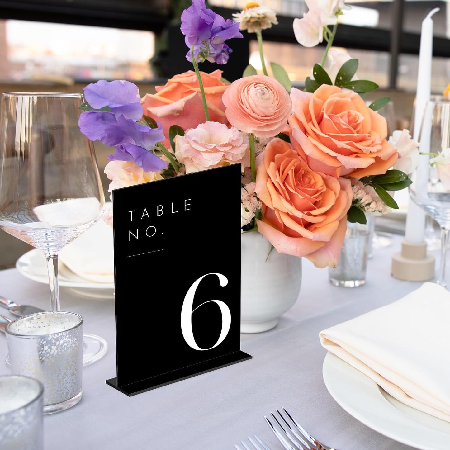 Wedding Black Table Numbers 1-15 with Stands, 5"x7" Black Acrylic Table Numbers with White Font for Wedding Party