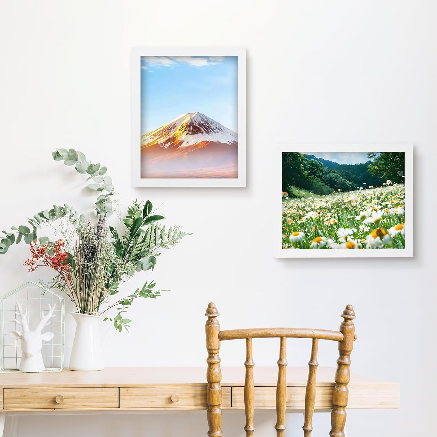 Muzilife 8x10 Shadow Box 3D Picture Frames, Wood & Glass, 3 Pack, White | FSC-Certified MDF | With Stand | Tabletop or