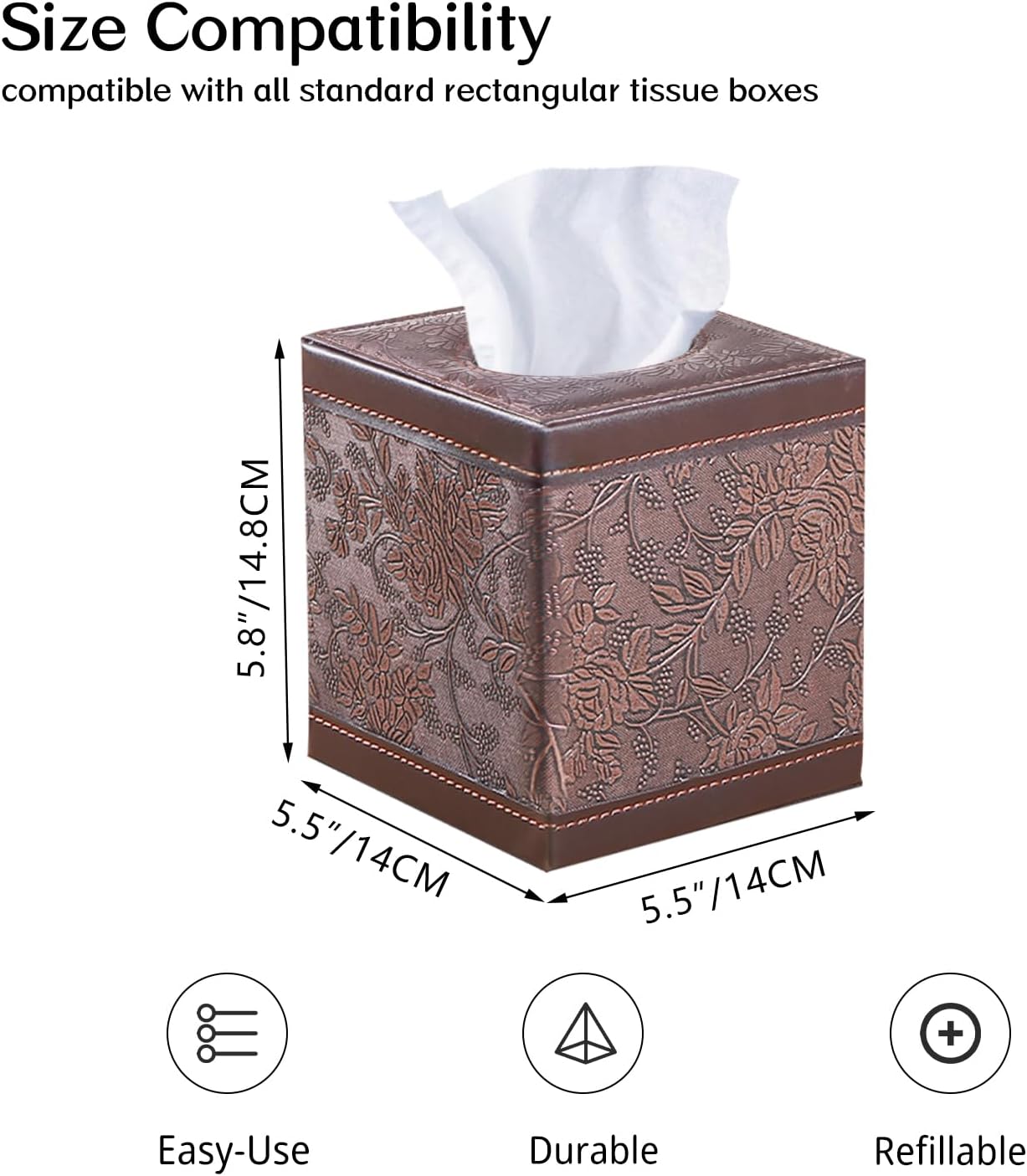 Leather Tissue Box Cover Square / Archaize / Large
