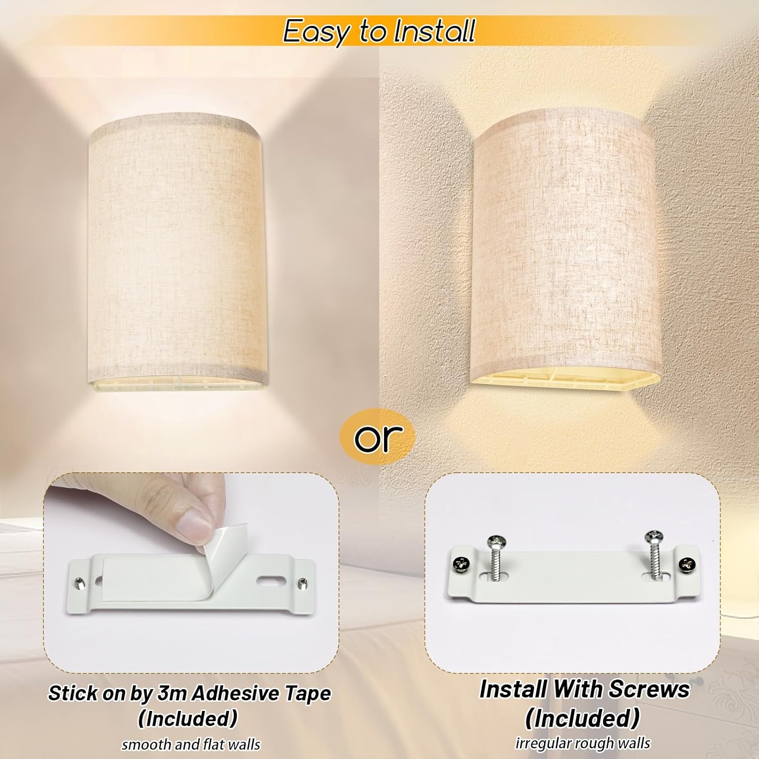 FINCMY Battery Operated Wall Sconces Set of Two, 18 RGB Colors Stick on Wall Lights with Remote, Changeable Dimmable