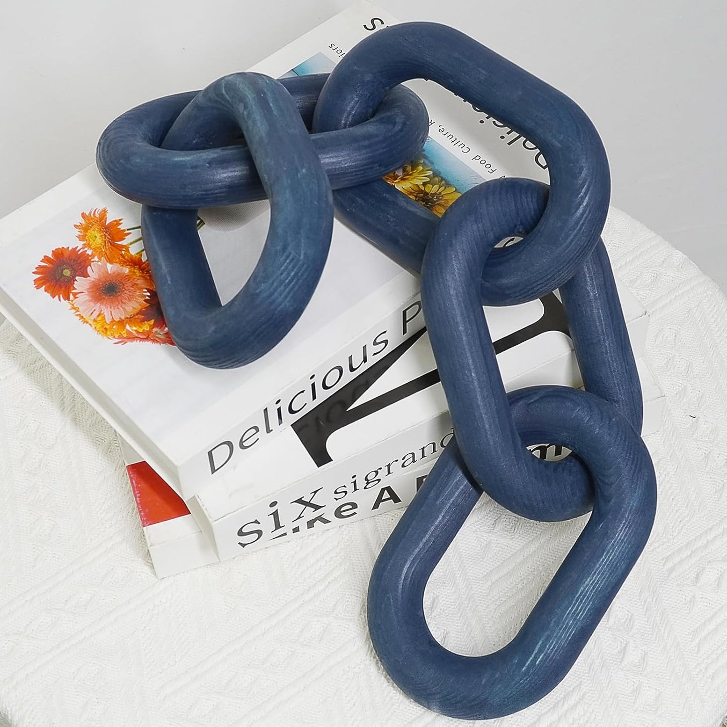 5-Link Wood Knot Chain Link Decor / Blue / 18.9 Inch