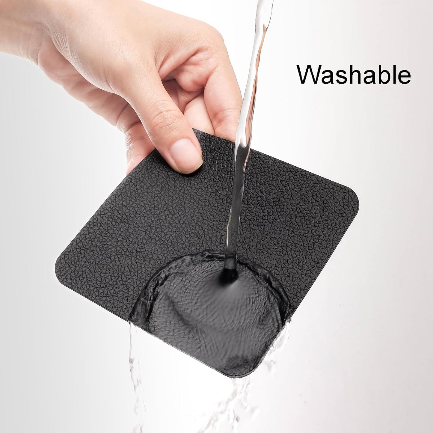 Coasters Glass Coasters Double Sided Faux Leather Coaster Waterproof / Black / 4 Inch / Set of 12