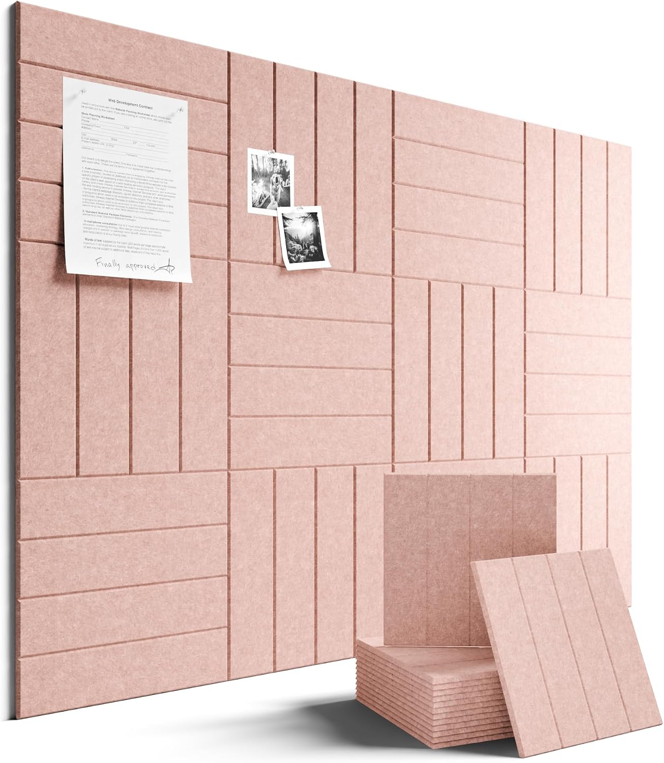 Fluxynara Felt Bulletin Board & Cork Board Alternative, Pink