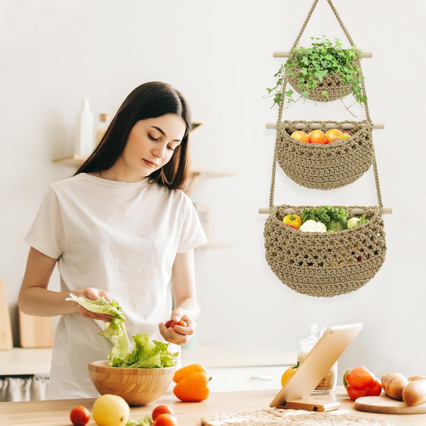 Boho Wall Baskets / Brown-cotton