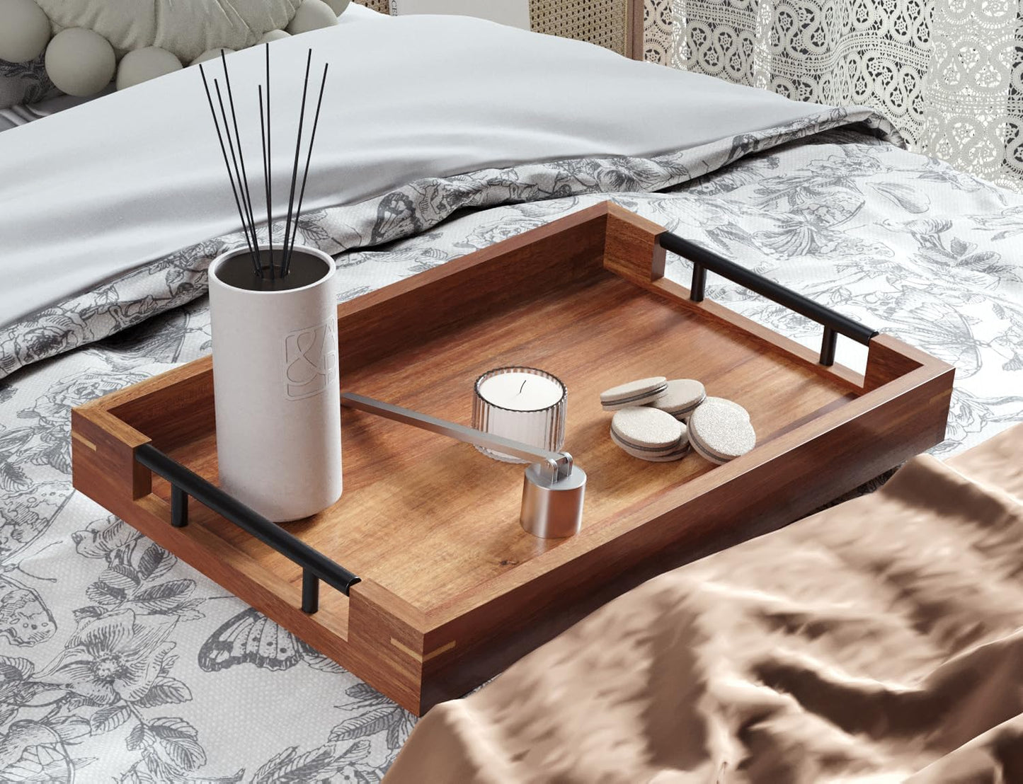 Acacia Wood Serving Tray / 15 x 9.8 x 1.8 / Brown