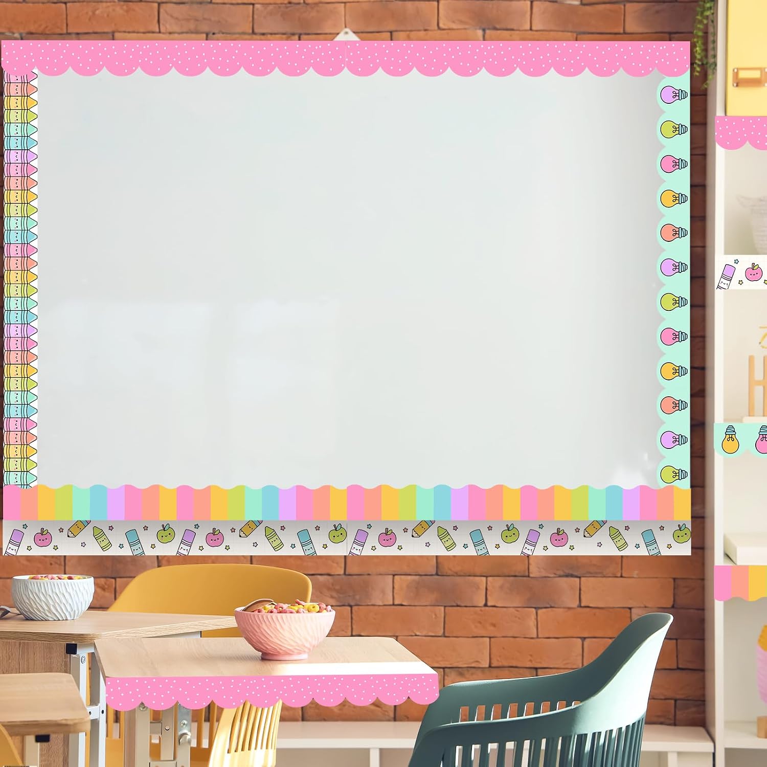 Back to School Bulletin Board Borders Notebook Adhesive Classroom Trim Pastel / Bright / 90 ft