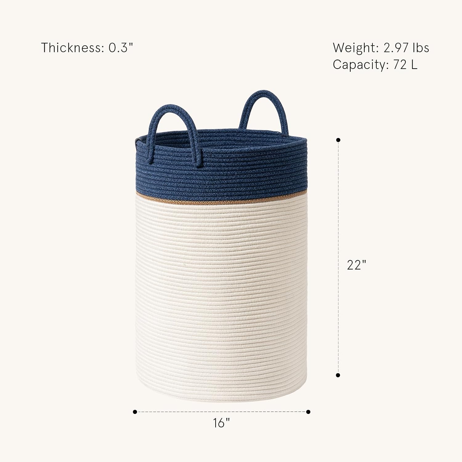 Woven Basket Rope Storage Baskets / Azure / XL