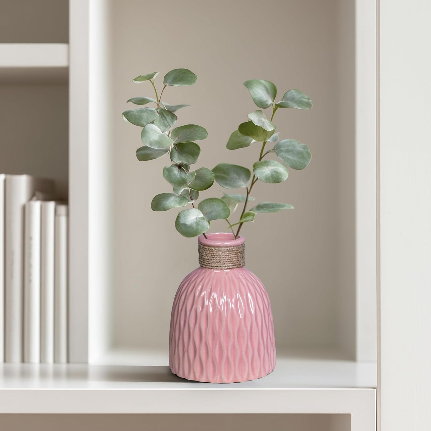 Modern Vases / Small Ceramic Vases for Flowers / Pink / 6 Inch