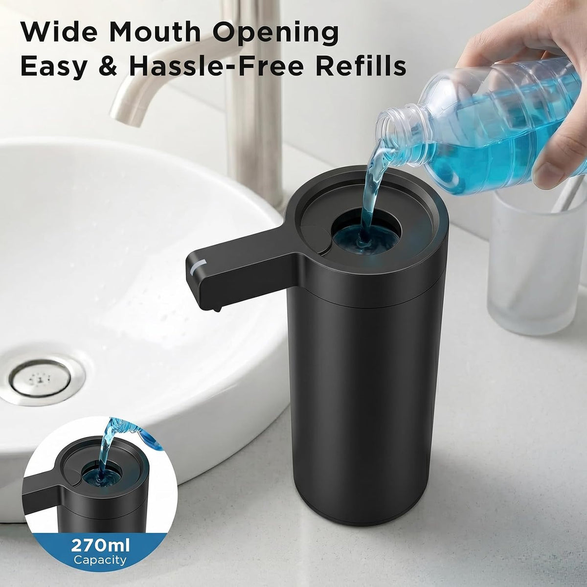 Newise Touchless Automatic Soap Dispenser - 9 oz, USB Rechargeable, Dish Hand Soap Dispenser for Kitchen and Bathroom