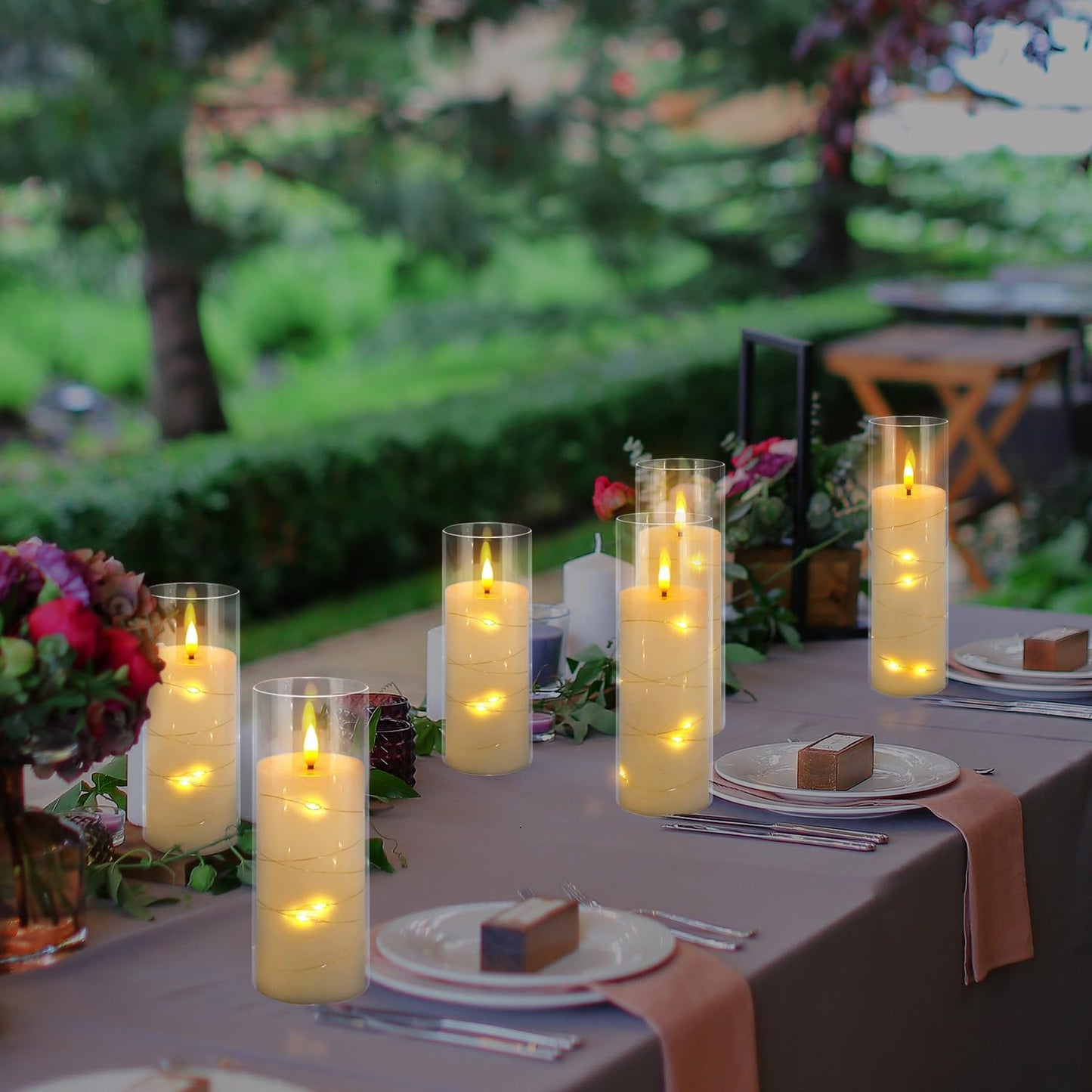 YOROXRG Flickering Flameless Candles Battery Operated with Remote,Led Pillar Candles with Realistic Moving Wick Candles