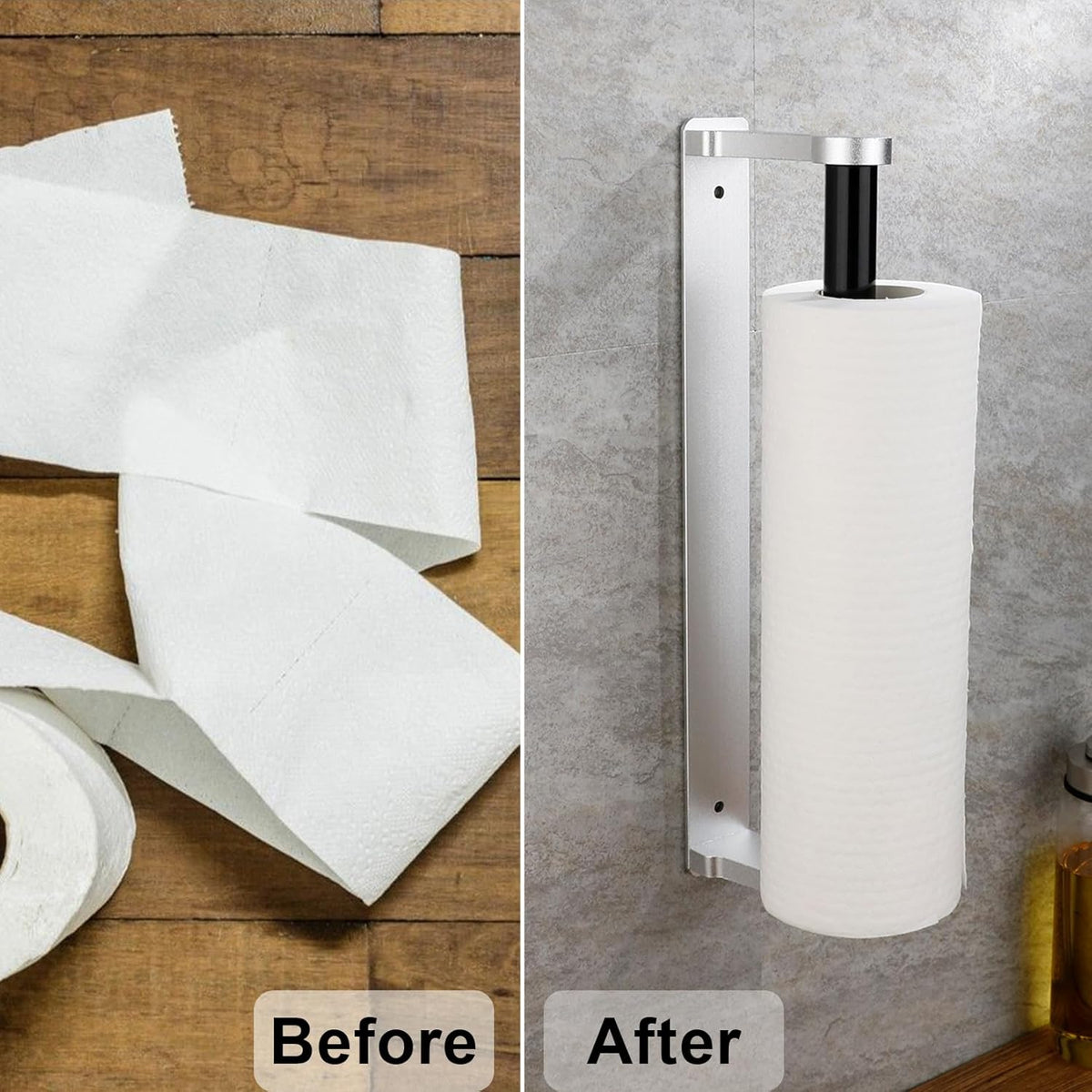 MONEER Paper Towel Holder Under Cabinet, Paper Towel Holder, Aluminum Alloy Kitchen Towel Holders, Self Adhesive