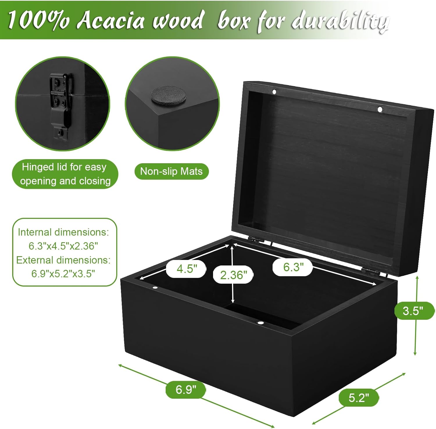 Wood Memory Box / Black / Small / 3 x 5