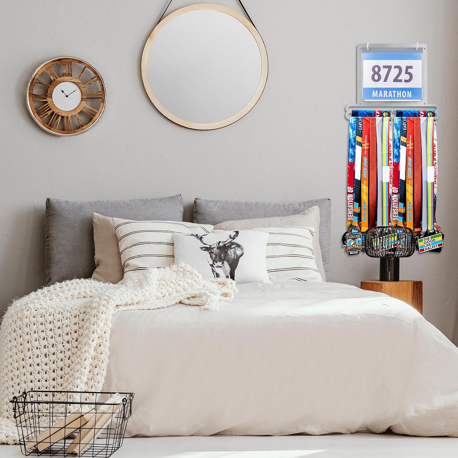 Race Medal and Bib Display Medal Hanger Running Bib Holder Wall Mounted Hanging Rack Stands Gifts for Runners