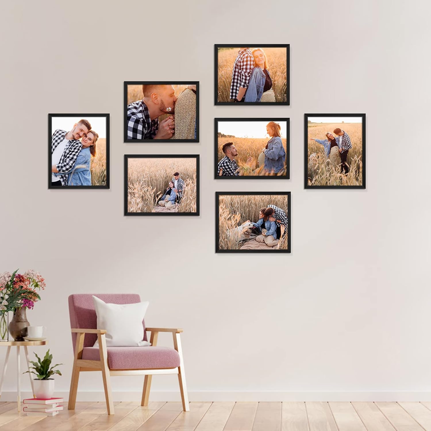 Giftgarden Black 18x24 Picture Frame 7 Pack Large 24x18 Poster Frames for Wall Portrait Landscape Display