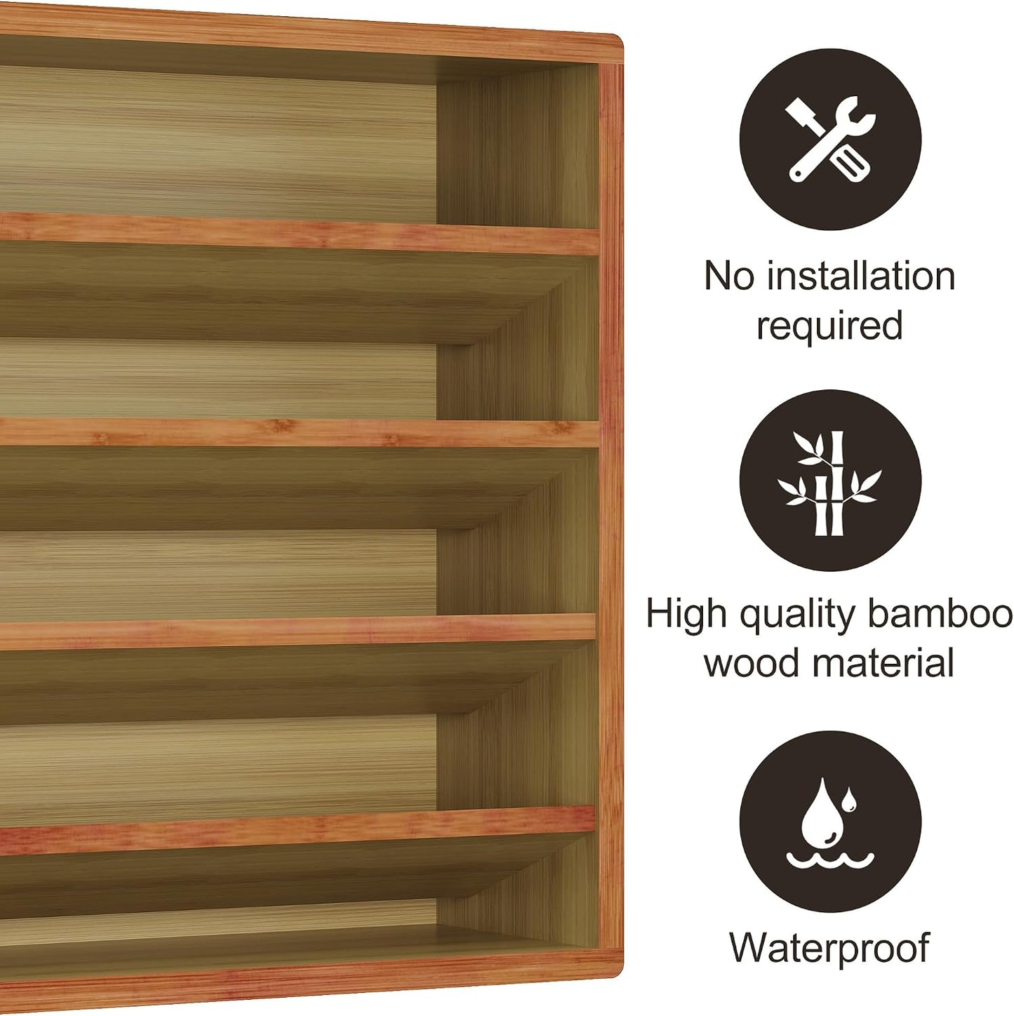 Orimade 4 Tier Spice Rack Organizer for Cabinet, Freestanding Bamboo Seasoning Rack for Countertop, Cupboard, Pantry