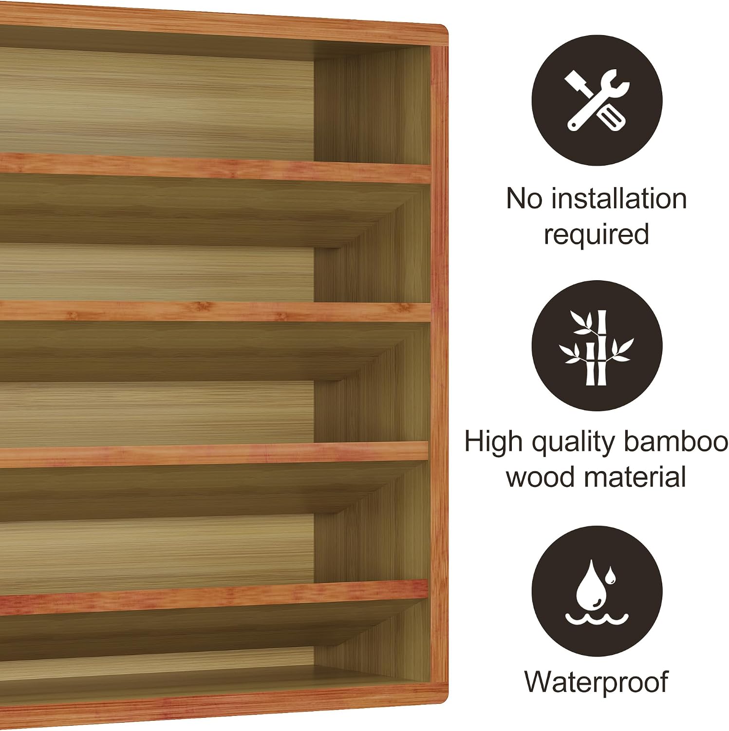 Orimade 4 Tier Spice Rack Organizer for Cabinet, Freestanding Bamboo Seasoning Rack for Countertop, Cupboard, Pantry