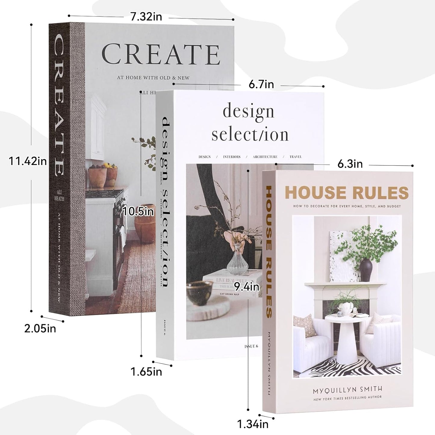 Large Faux Book Boxes / Soft Haven | Cream & Cocoa / Set of 3