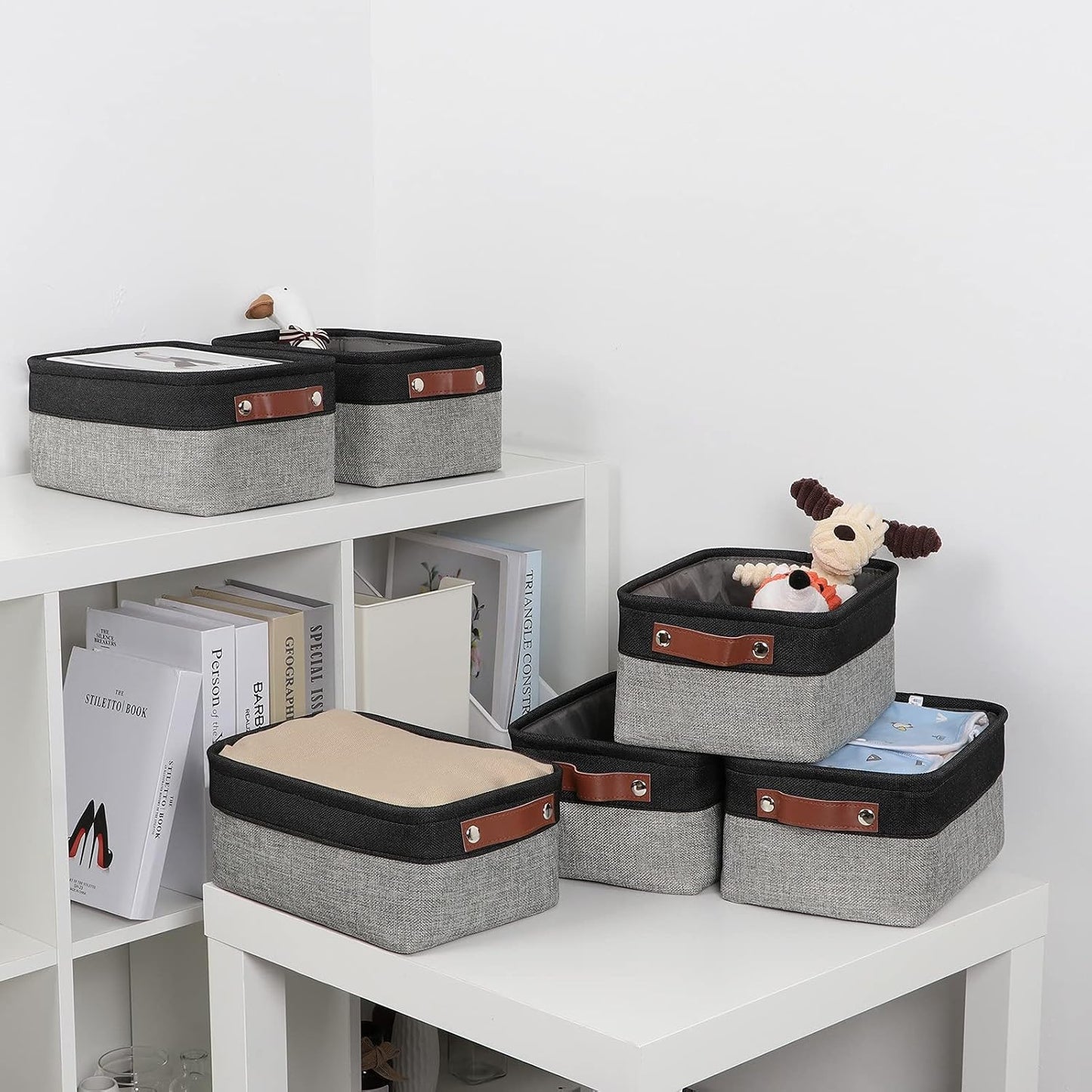 Small Storage Baskets / Black&grey / 11.8 x 7.9 x 5.1 / Small/6p