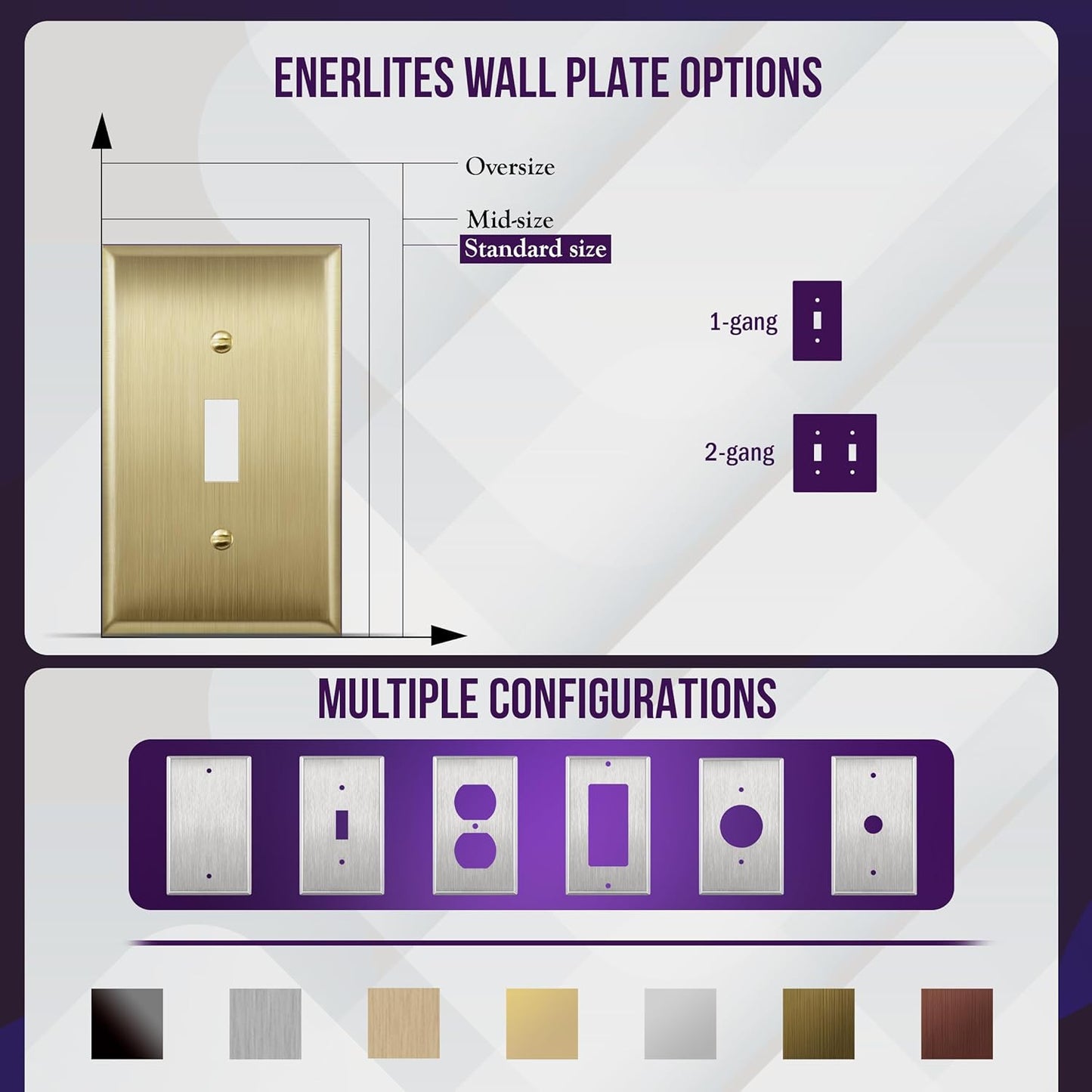 ENERLITES Double Toggle Light Switch Metal Cover Plate, Stainless Steel Wall Plate, Corrosion Resistant, Standard Size