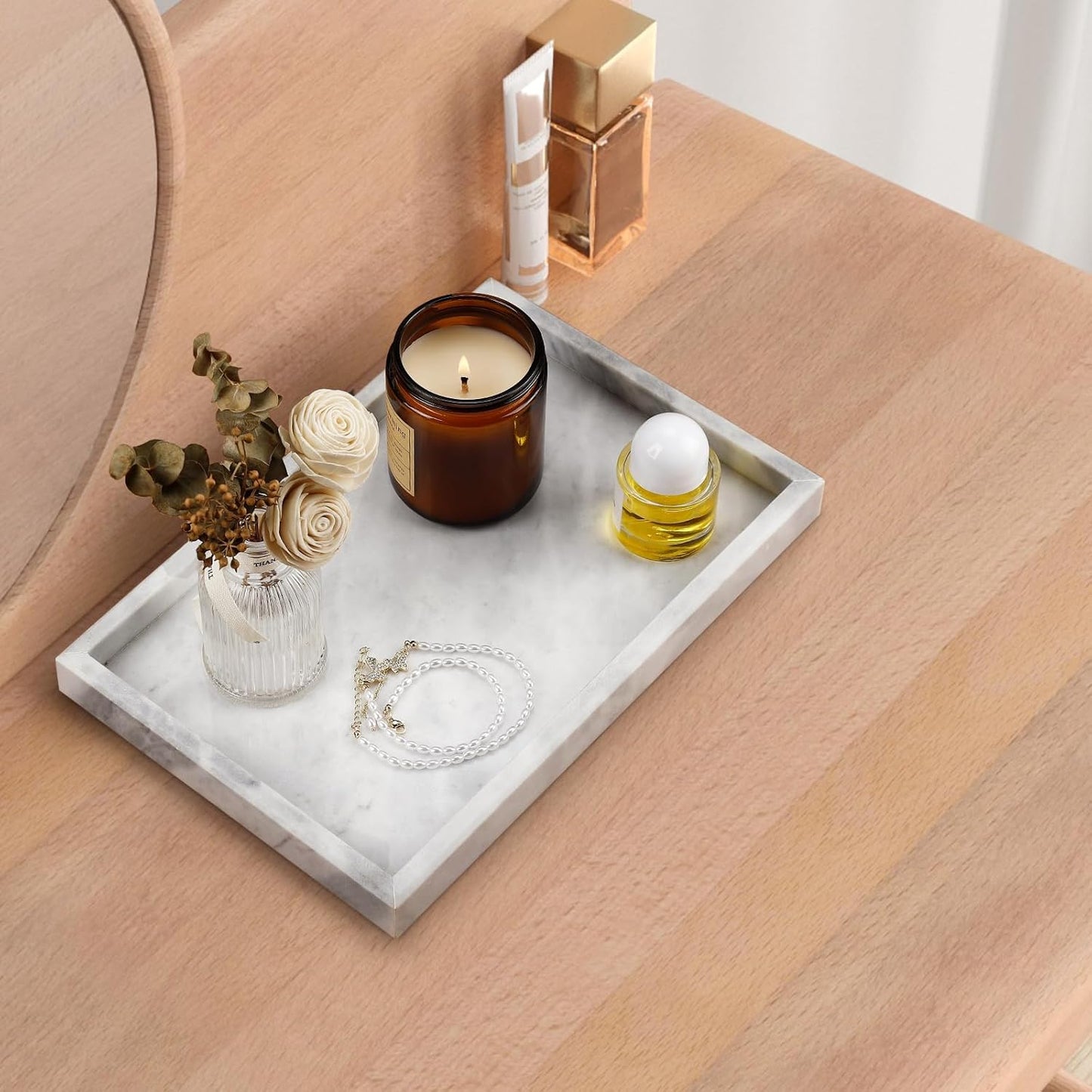 Real Natural Marble Tray / White / 12 x 8 x 1.2