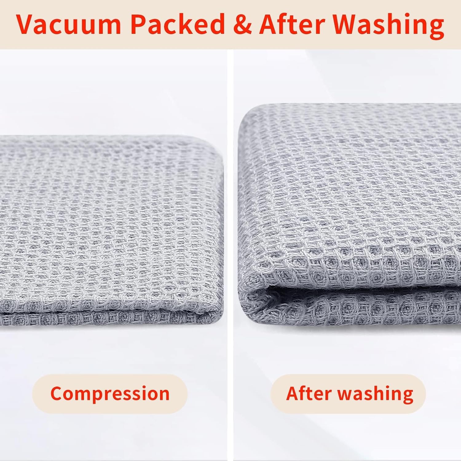 Homaxy 100% Cotton Waffle Weave Kitchen Dish Towels 12-Pack, Light Gray | 13 x 28 Inches, Ultra Soft Absorbent Dish